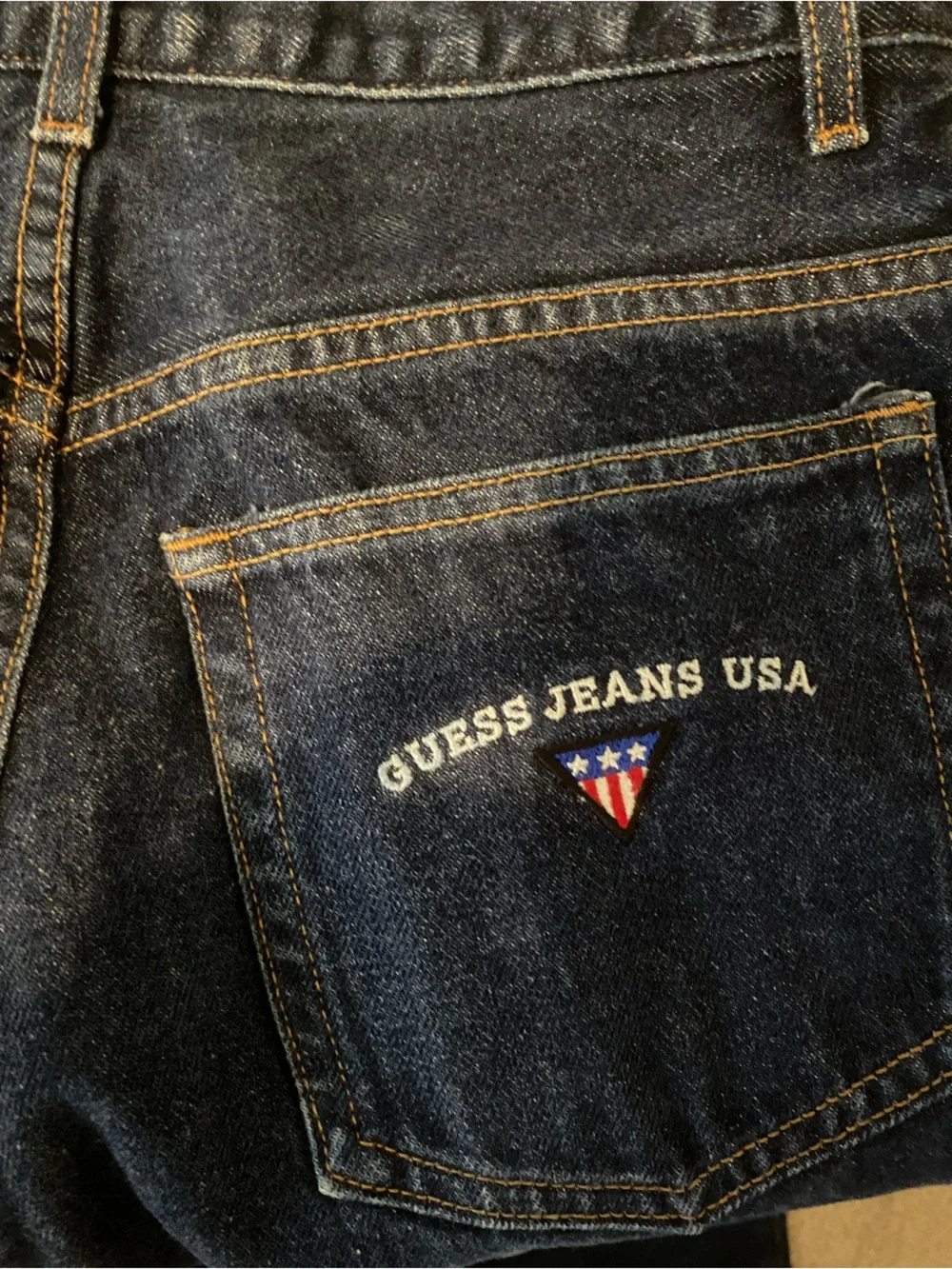 Vintage Guess Dark Blue Denim Jeans with Contrast Stitchingmade in USA100%cotton